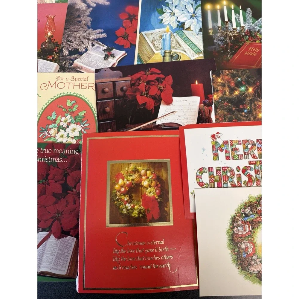 Vintage Christmas Cards Fronts ONLY Traditional Scrapbooking Decoupage Lot 50+